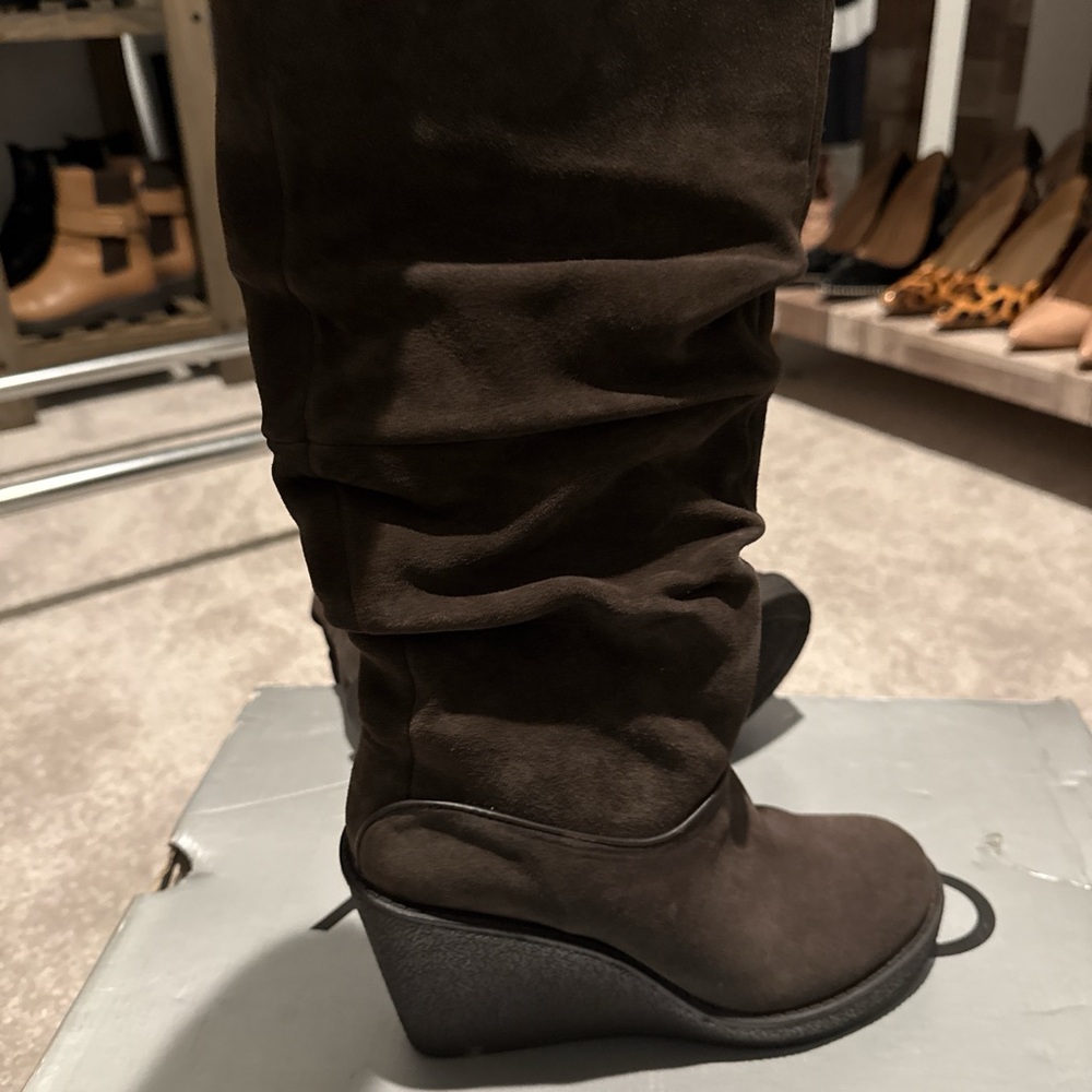 Aldo Dark Brown Suede Wedge Boots